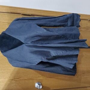 Flax black linen waterfall button up blazer